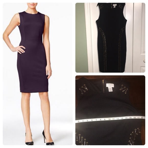 Carmen Marc Valvo Dresses & Skirts - **HOST PICK**Designer dress w/ faux Leather detail